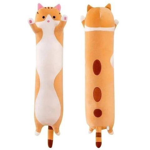 Мягкая игрушка обнимашка Кот Батон 150 см рыжий &bull; Большая игрушка-подушка антистресс длинный кот для сна и отдыха 58317 фото