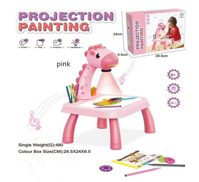 Детский стол проектор для рисования музыкальный с подсветкой Progector Paintining ∙ Столик для рисования с проектором Жираф для детей 56906 фото