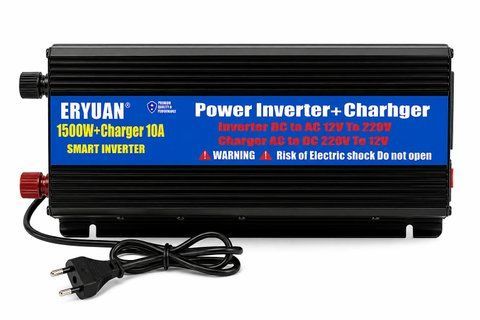 Перетворювач напруги 1500W із зарядним пристроєм 10A &bull; Інвертор для акумулятора, дому, авто та резервного живлення 57942 фото