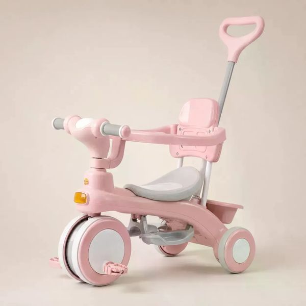 Детский трехколесный велосипед Baby Carriage 588 розовый с родительской ручкой &bull; Велосипед-коляска Baby Carriage 588 для малышей с корзиной 58366 фото