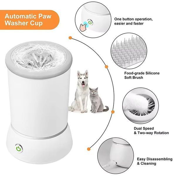 Автоматична лапомийка для собак PET FOOT WASH &middot; Портативний електричний стакан для миття лап тварин &middot; USB зарядка 52382 фото