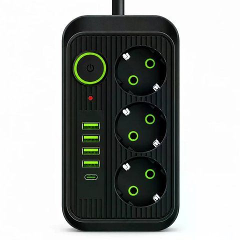 Сетевой фильтр Power Socket F09U 2500 Вт 2 м черный &bull; Удлинитель Power Socket F09U на 3 розетки с 4 USB, PD Type-C и выключателем 58700 фото