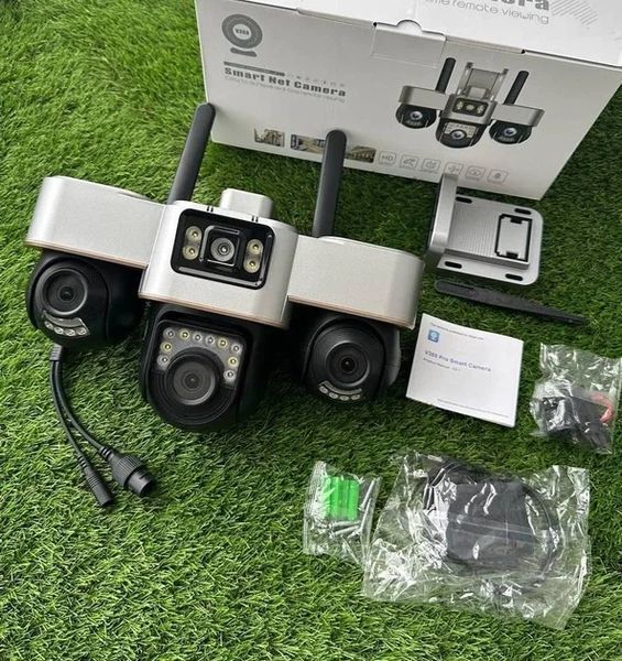 4G камера відеоспостереження Smart Net Camera V380 біла &bull; Вулична IP-камера з 3 незалежними поворотними об&rsquo;єктивами, SIM-карткою та нічним баченням 58032 фото