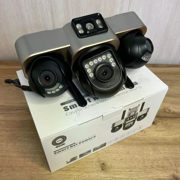4G камера відеоспостереження Smart Net Camera V380 біла &bull; Вулична IP-камера з 3 незалежними поворотними об&rsquo;єктивами, SIM-карткою та нічним баченням 58032 фото