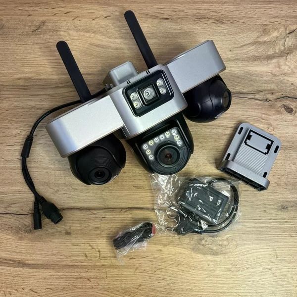 4G камера відеоспостереження Smart Net Camera V380 біла &bull; Вулична IP-камера з 3 незалежними поворотними об&rsquo;єктивами, SIM-карткою та нічним баченням 58032 фото