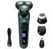 Електробритва 4 в 1 Shaver 9D зелена &bull; Чоловіча акумуляторна роторна бритва з тримером, насадкою для носа, щіткою для обличчя та LCD-дисплеєм 58621 фото 6