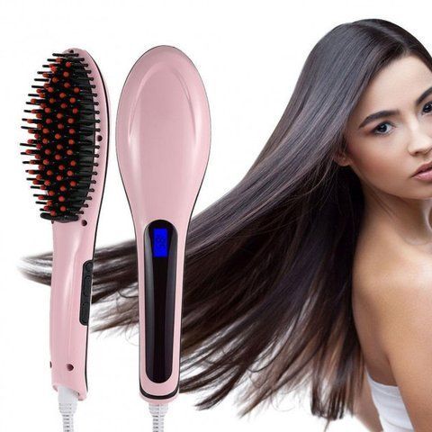 Електрична&nbsp;щітка-випрямляч Fast Hair Straightener HQT-906 Фен-щітка для випрямлення та укладки волосся з LED дисплеєм та регулюванням температури 51685 фото