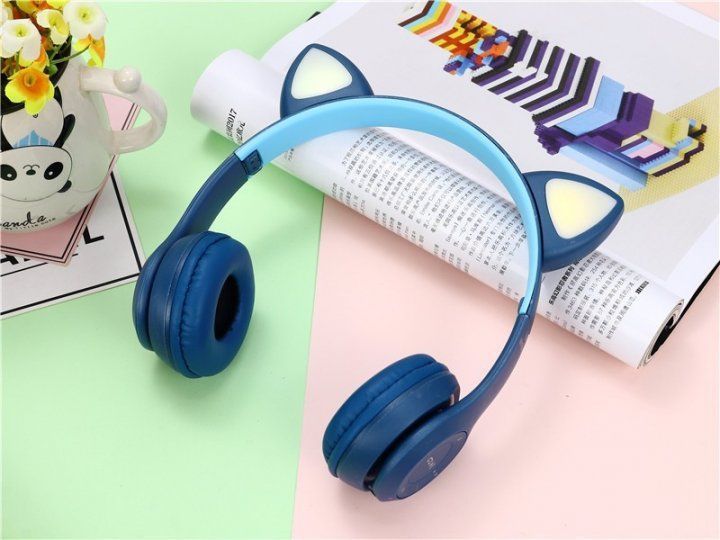 Дитячі бездротові Bluetooth навушники Cat Y47 з мікрофоном та котячими вушками, що світяться 51882 фото