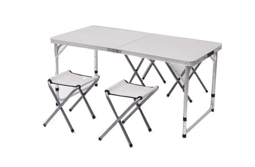 Раскладной стол - чемодан с 4 стульями Folding Table для пикника, рыбалки, дачи, 120х60 см 63026 фото