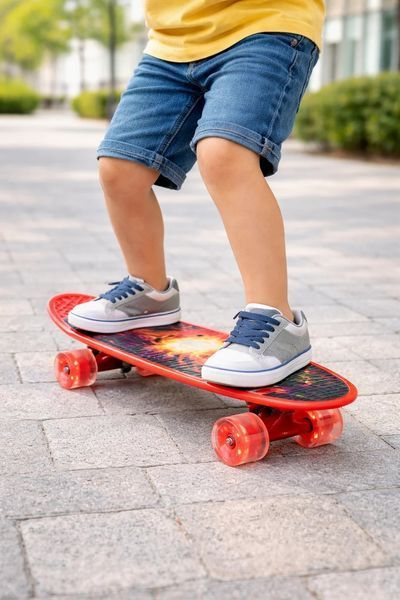 Пенниборд со светящейся доской &bull; Детский и подростковый penny board со светящимися колесами для прогулок и активного катания 57508 фото