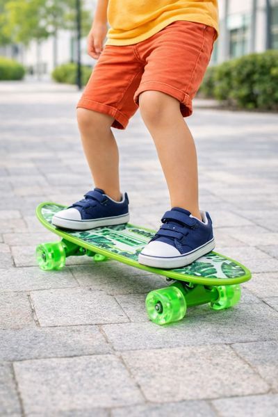 Пенниборд со светящейся доской &bull; Детский и подростковый penny board со светящимися колесами для прогулок и активного катания 57508 фото