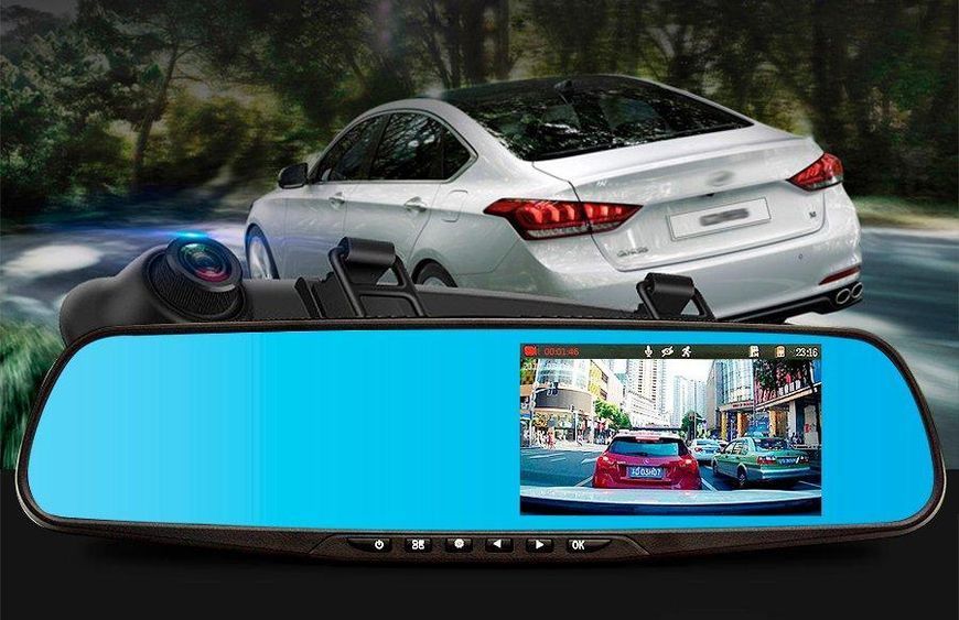 Видеорегистратор &ndash; зеркало Blaсkbox DVR AK47 с камерой заднего вида ∙ Автомобильный регистратор на 2 камеры Full HD ∙ Режим фото 5 МП ∙ Датчик движения/удара ∙ Ночная съемка ∙ Микрофон 51779 фото