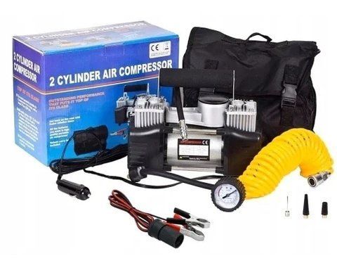 Автомобільний компресор двопоршневий Air Compressor 12V 628-4x4 &bull; Електричний насос для шин від прикурювача 12 В з манометром для автомобіля, позашляховика, кросовера і дороги 57542 фото