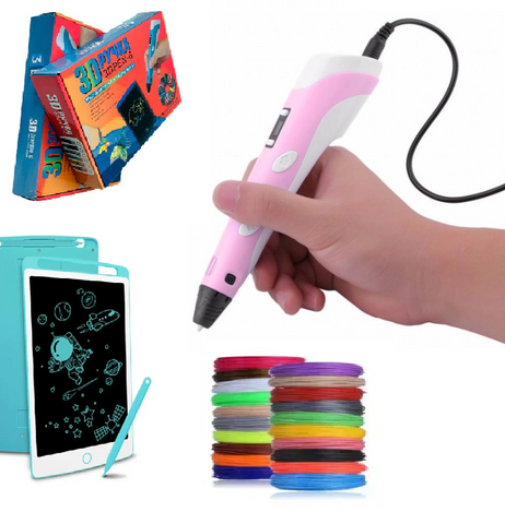 3D Pen-6 Великий набір для творчості 3Д ручка з LCD дисплеєм, графічний планшет, 100 м пластику та трафарети в комплекті 52895 фото
