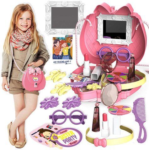 Дитячий косметичний набір Kids Pretend Toy Bag сумка для макіяжу з дзеркалом ∙ Ігровий набір Kids Pretend Toy Bag для дівчат 57004 фото