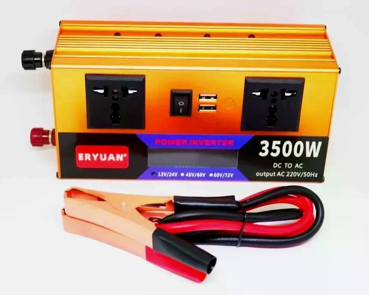 Перетворювач напруги LCD SMART 3500W 12V/24V у 220V &bull; Автомобільний інвертор для акумулятора, дому, авто та резервного живлення 57939 фото
