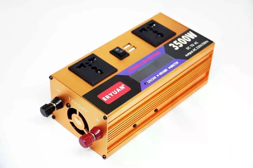 Перетворювач напруги LCD SMART 3500W 12V/24V у 220V &bull; Автомобільний інвертор для акумулятора, дому, авто та резервного живлення 57939 фото