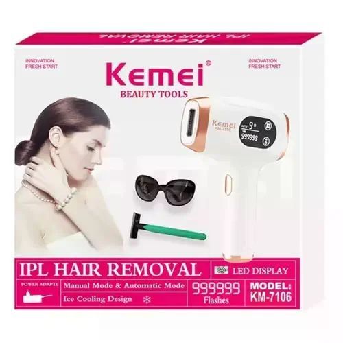 Фотоепілятор Kemei KM-7106 білий &bull; Домашній IPL-епілятор для видалення волосся на обличчі, ногах, руках, тілі, пахвах і зоні бікіні 58086 фото