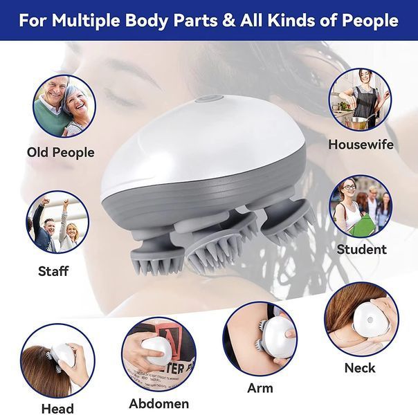 Беспроводной массажер для глубокого массажа головы Smart Scalp Massager &middot; Массажная щетка для стимуляции кровообращения и роста волос, подходит для животных 52554 фото