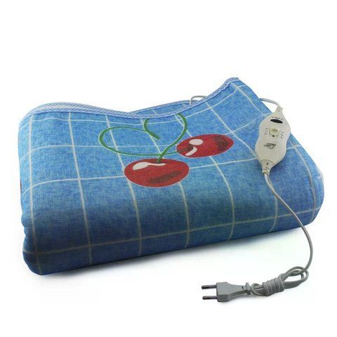 Електропростирадло Electric Blanket 150&times;170 см з 2 режимами підігріву, клітинка з вишнями &bull; Електричне простирадло Electric Blanket 220 В з терморегулятором для ліжка 58823 фото