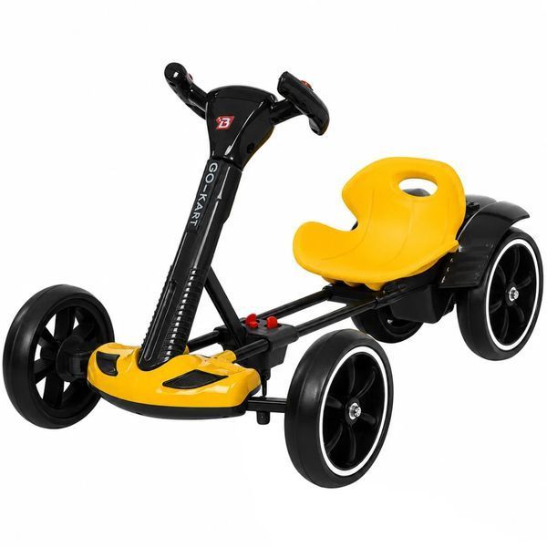 Дитячий електромобіль GO KART F1 жовтий з пультом і Bluetooth 390 Вт &bull; Дитячий електрокарт GO KART F1 на акумуляторі з EVA-колесами, музикою та пультом керування жовтий 58468 фото