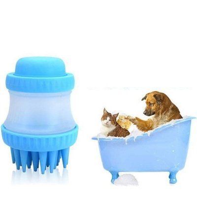 Щетка для мытья животных Cleaning Device The Gentle Dog Washer с силиконовыми ворсинками для купания и массажа собак и кошек 52849 фото