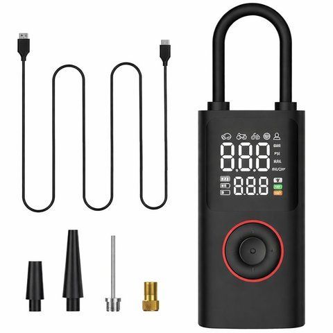 Автомобільний компресор акумуляторний з автовідключенням і Power Bank ATJ-005 &bull; Портативний бездротовий насос із цифровим дисплеєм та LED-ліхтарем 57087 фото