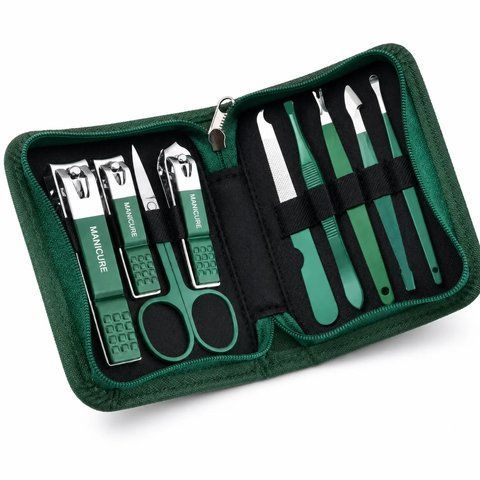 Манікюрний набір AND ES-09A 9 предметів &bull; Манікюрно-педикюрний набір 9PCS Nail Clipper із нержавіючої сталі в дорожньому футлярі 58764 фото