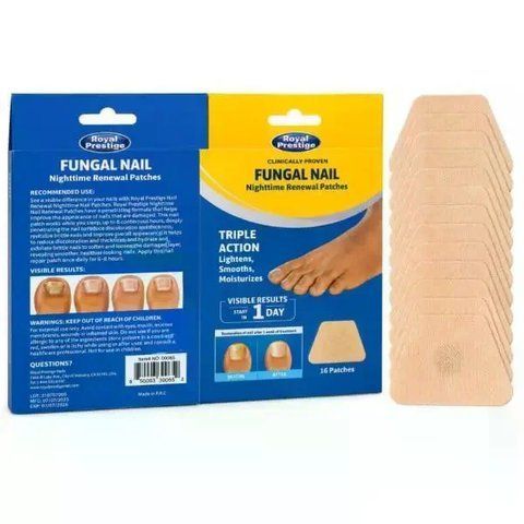 Пластирі від грибка нігтів Royal Prestige Fungal Nail 16 шт для нічного догляду &bull; Протигрибкові пластирі Royal Prestige Fungal Nail з толнафтатом 1% для нігтів ніг 58841 фото
