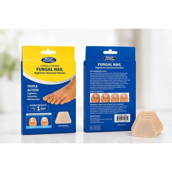 Пластирі від грибка нігтів Royal Prestige Fungal Nail 16 шт для нічного догляду &bull; Протигрибкові пластирі Royal Prestige Fungal Nail з толнафтатом 1% для нігтів ніг 58841 фото