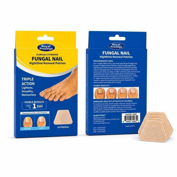 Пластирі від грибка нігтів Royal Prestige Fungal Nail 16 шт для нічного догляду &bull; Протигрибкові пластирі Royal Prestige Fungal Nail з толнафтатом 1% для нігтів ніг 58841 фото